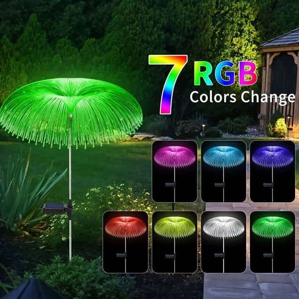 7-Color Changing Solar Jellyfish Garden Lights Outdoor Decor for Christmas Halloween Parties Holiday Yards Pathways Pathway Lamp