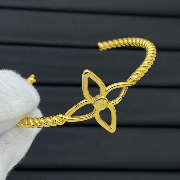 Luxury 18K Gold Plated Bracelet Twisted Rope Cuff Bangle Open Adjustable Classic Women's Designer Flower Bracelet Fashion Jewelry