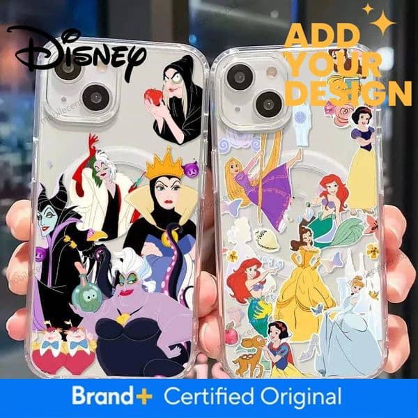 Designer Disney Cute Ariel Tiana Princess Magnetic Phone Case For Iphone 17 16 15 14 13 12 11 8 7 Air Plus Pro Max XR Xsmax Soft Clear Tpu Cover Luxury e0c0