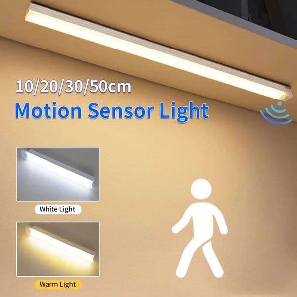 Motion Sensor Wireless Rechargeable LED Night Light Closet Cabinet Wardrobe Lamp Kitchen Staircase Backlight 10/20/30/50cm