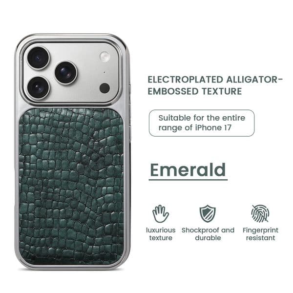 Applicable to iPhone 17 Pro Max Crocodile Leather Large Window Phone Case Apple 17 Pro Anti-drop Protective Case