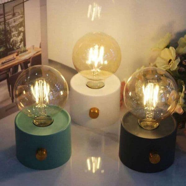 LED Battery Powered Desktop Office Retro Bulb Shape Night Light For Baby Room Bedroom Corridor Lamp