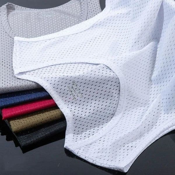 Mens Ice Silk Mesh Tank Tops Gym Stringer Transparent Bodybuilding Sleeveless Shirt Fitness Vest Male mesh Muscle Singlets Tops 260421