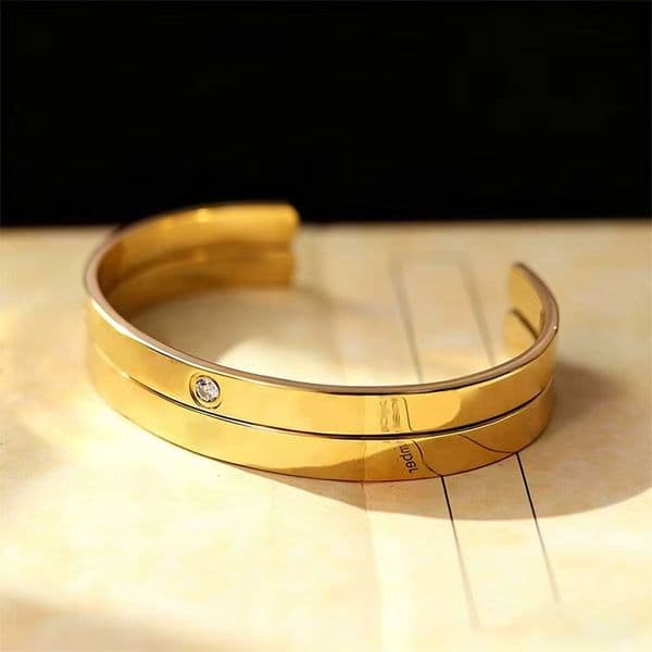 18k Gold Opening Bracelet Women's Jewelry Designer High-quality Stainless Steel Couple Accessories