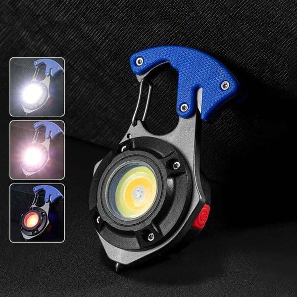 Mini COB Portable Keychain with Screwdriver Window Breaking Hammer Multifunction Flashlight 7 Modes Emergency Lamp