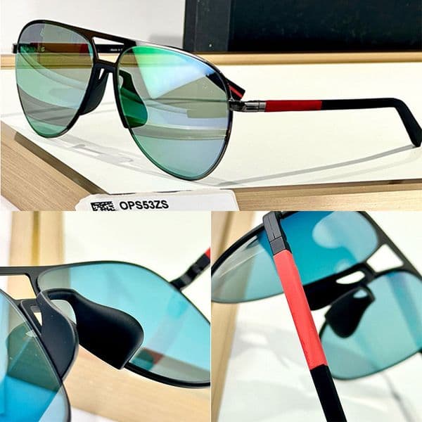 26SS Mens Womens Designer Linea Rossa Sunglasses Metal Frame Double Beam Design Thin Legs UV400 Business Casual Glasses SPS53Z