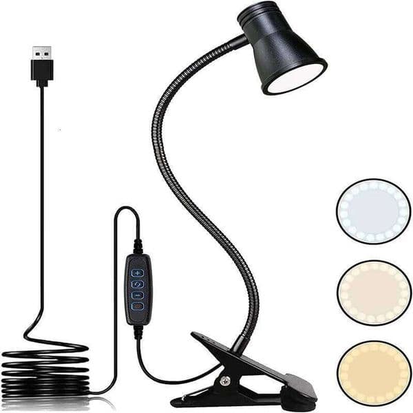 Bedside LED Clip Light Eye Protection Night Lamp Student children's Writing Reading Learning Special 3-color Table Lamps