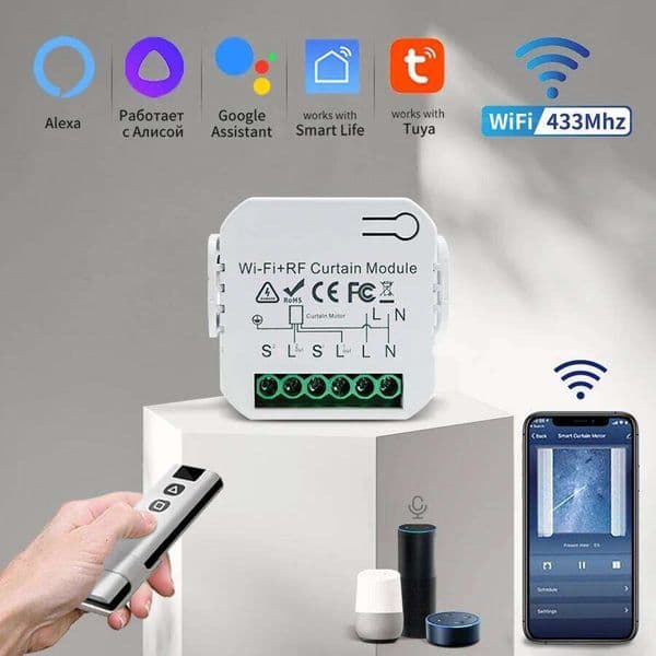 Tuya WiFi Curtain Switch Controllers Motorized Roller Shutter Motor Smart Life APP Remote Control Alexa Google Home Voice