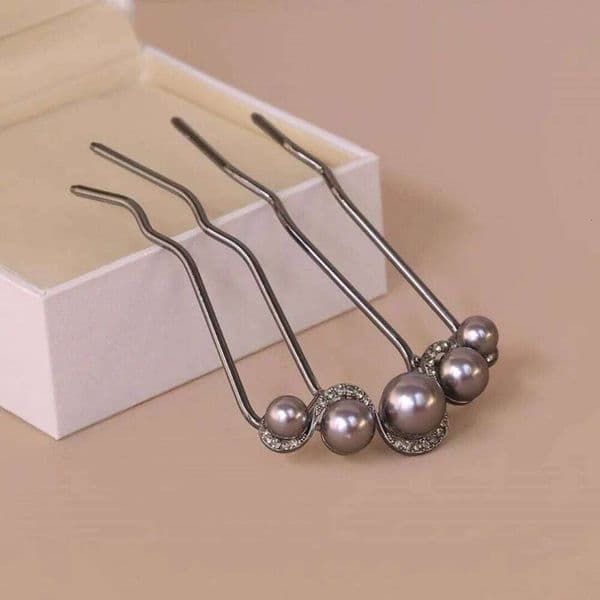 New Chinese-Style Floral Retro Wave Pearl Comb, Ancient Style High-End Hairpin, Light Luxury Hair Accessory