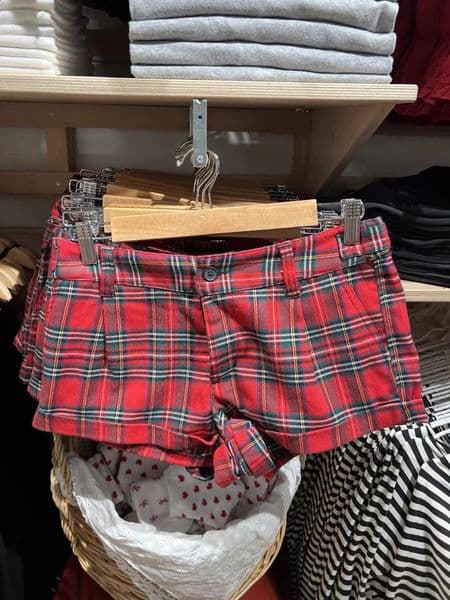 Vintage Red Plaid Straight Shorts Woman Summer Cotton Casual Low Waist Short Pant Female Sweet Preppy Style Sweatshorts Y2k 260424