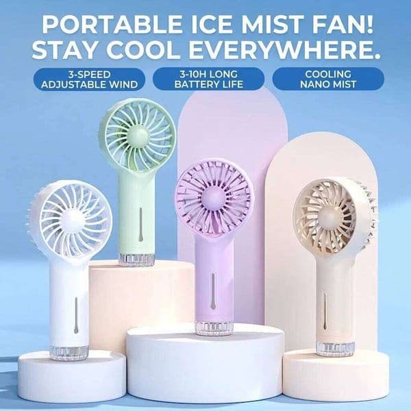 ROSOZ Handheld Misting Portable USB Rechargeable Water Spray with 3 Speeds Mini Cooling Fan for Travel Office