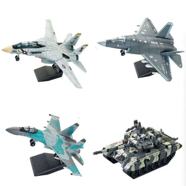 DIY Military Model Building Block Toy F14 Tomcat J-35 Stealth Su35s Multi-Purpose Fighter T90 Main Battle Tank Boy Birthday Gift 26W0427