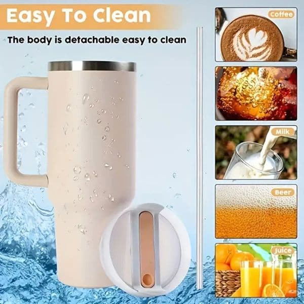 Luxury Designer Decor 1Pc H2.0 40Oz Stainless Steel Tumblers Cups With Silicone Handle room Lid And Straw 2Nd Generation Car Mugs Vacuum Ins 6 16