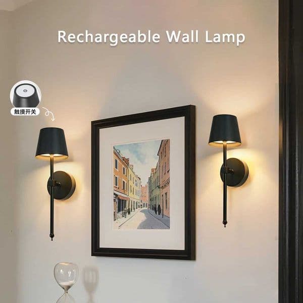 LED Rechargeable Wall Lamp Wiring-free Dimmable for Living Room Bedroom Study Stairwell Hallway Mirror Front Decorative Lighting H260427