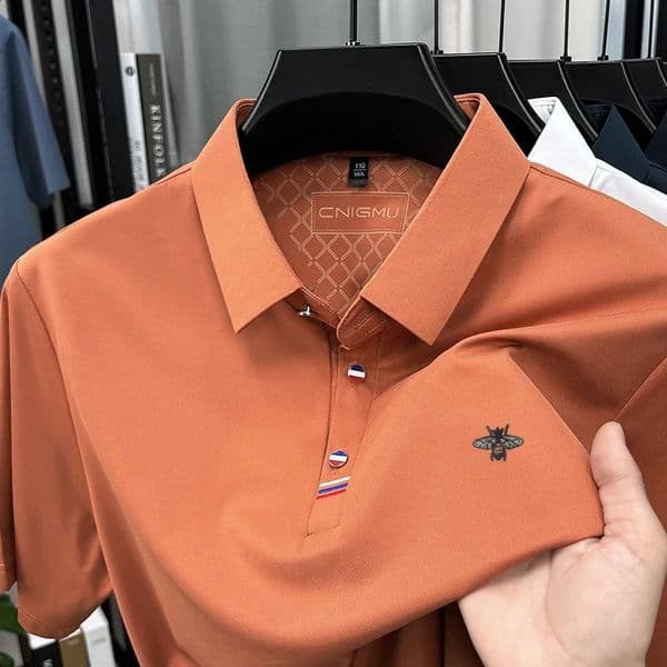 HighEnd Man ShortSleeved Polo Shirt Lapel Button Bee Embroidery Spring Casual Elegance TShirt Simple Business Mens Clothing 260416