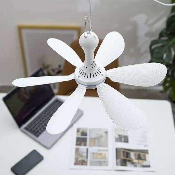 USB Powered Ceiling Canopy Silent 6 Leaves with Remote Control Timing 4 Speed Hanging Fan for Camping Bed Dormitory Tent New