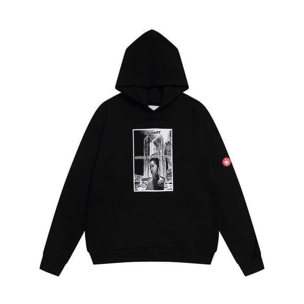 New trendy brand CAVEMPT unisex CE abstract print round neck loose-fit hooded sweatshirt L260427