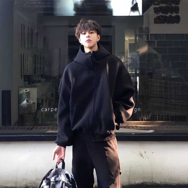 High-Quality Black Hooded Cardigan Sweatshirt for Men and Women Autumn American Style Trendy Brand Casual Cool High Street Jacket for Men L2605192UX9