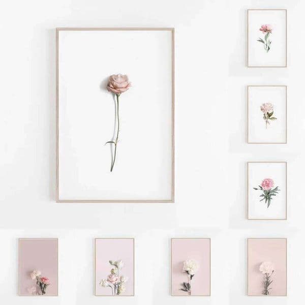 Pink Floral Watercolor Effect Wall Art Canvas Prints Beautiful Flower Poster Gift Idea Living Room Dorm Bedroom Home Decor 26Y0427