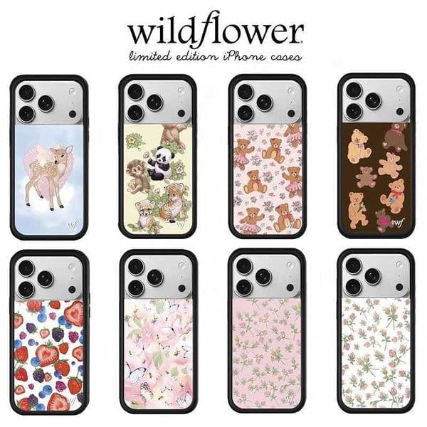 Wildflower INS Cute fawn Little Bear Cell monkey Phone Case For iPhone 17 15 14 12 13 16 Pro Max Plus 17Air flower wf Cover T260424