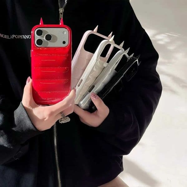 Ins 3D Devils Horns Glossy Case For iPhone 17 16 15 14 Pro Max Luxury Cape Horn Shockproof Protection Cover Girls Gift Shell T260424