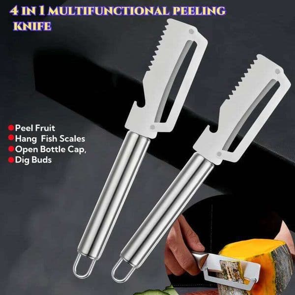 1Pcs Stainless Steel Mango Cutter Peeler Quick Safe Fruit Peeling Pit Removal Multi-Functional Kitchen Tools for Home Office