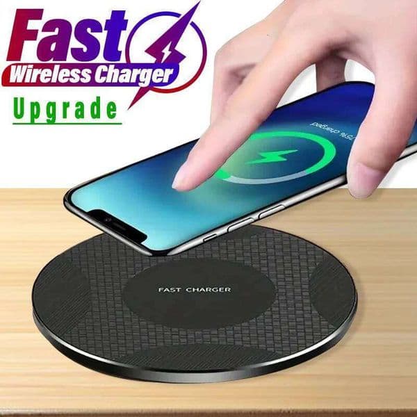 Wireless Charger Pad Stand Desktop Ultra-thin Mobile Phone Fast Charging Dock Station For iPhone 15 14 13 12 11 Samsung Xiaomi