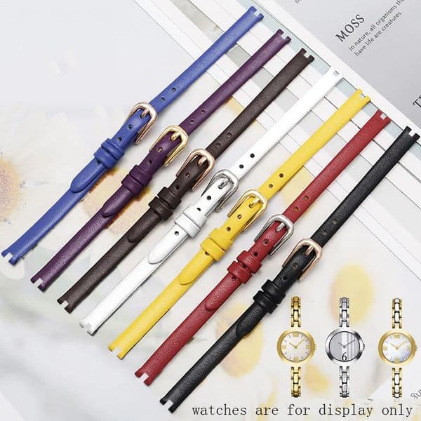 Ultrathin Leather Watch Band with Pin Buckle Females Strap Concave Interface 8mm 10mm 12mm 1853 T003 209 260427