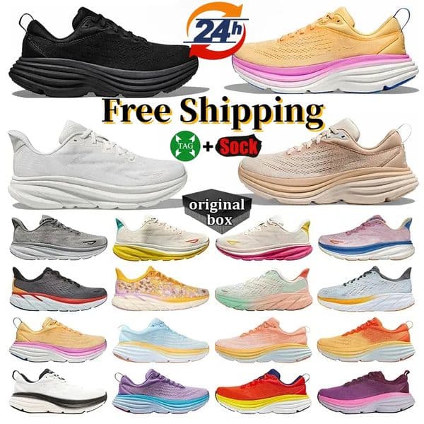 free shipping designer shoes bondi 8 clifton 9 kawana for men women running mens shoes sneakers pink triple black white blue grey orange outdoor trainers sneakers