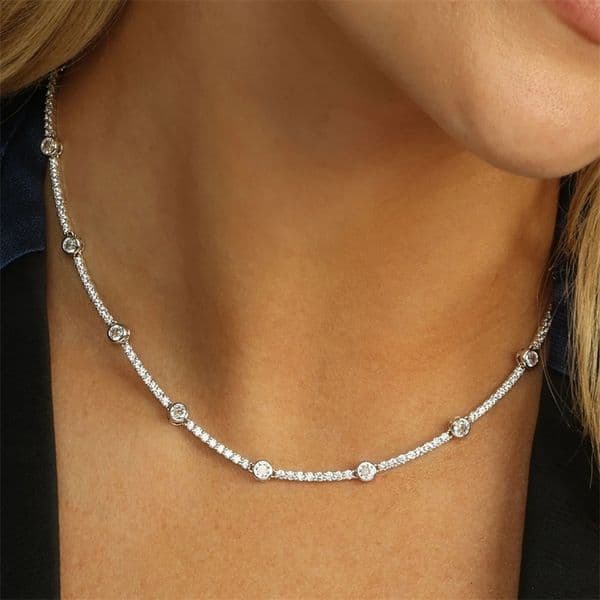 Micro Pave 5A Cubic Zirconia CZ Bar Band Charm Tennis Chain Choker Necklace Gold color Fashion Women Jewelry 260424