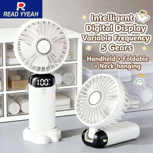 2026 New Rechargeable Handheld Outdoor, USB Charging Foldable Mini Fan, 5 Speed Personal Fan for Camping Hiking Travel