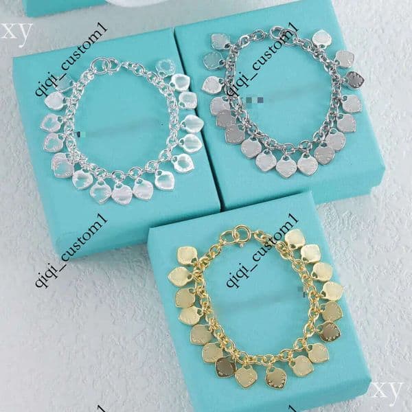 T Family Heart-Shaped Charm European and American Jewelry Thick Chain Personalized Vintage Design Heart Pendant Bracelet