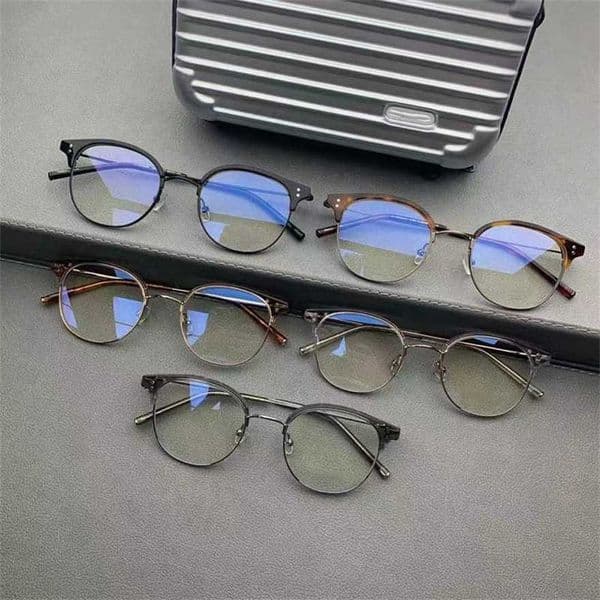 Sunglasses Luxury Designer Sunglasses Korean Karins same style tortoiseshell half eyebrow line frame myopia square glasses female ALEX
