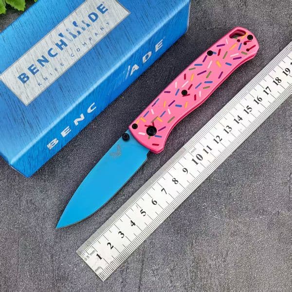 BM535 Bugout Donut Pink Aluminum Bearing folding knife thumbnail 2