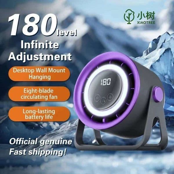 XIAOTREE Desktop Bladeless Electric USB Rechargeable with Ambient Light Silent Turbo Fan 100 Speed Air Cooler
