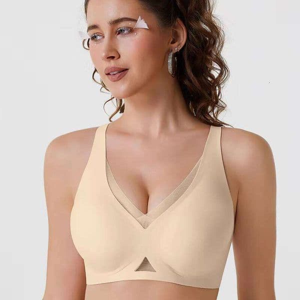Seamless Thin Wire-Free Full Cup Deep V Push Up Bra T-Shirt For Everyday Comfort Women's Spandex/Nylon Fabric
