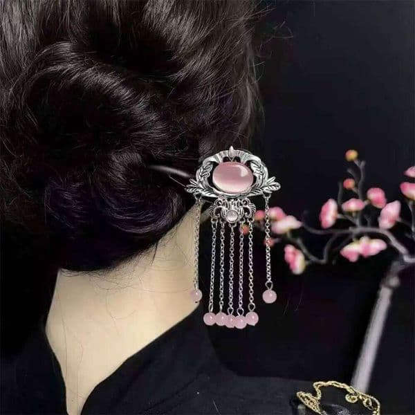 Original Antique-Style Hairpin Made of Purple Ebony Wood for Women, New Chinese Style
