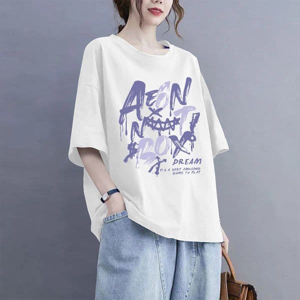 Designer T-shirt Luxury Summer New Item Plus Size Medium Long Pure Cotton Short Sleeved Top Outdoor Loose Casual Letter Printed Women's Clothing