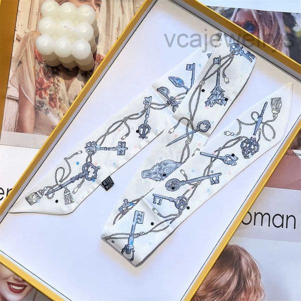 silk simulation Small strip scarf for women Korean small thin scarf headband decoration summer tie neck mask scar cover 8888
