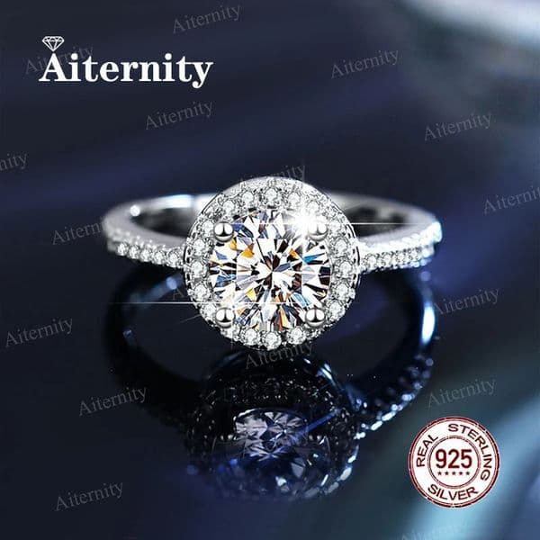 And Zircon Ring D VVS1 Adjustable Size S925 Sliver Wedding Rings for Women Jewelry Party Fashion Top Quality 260427