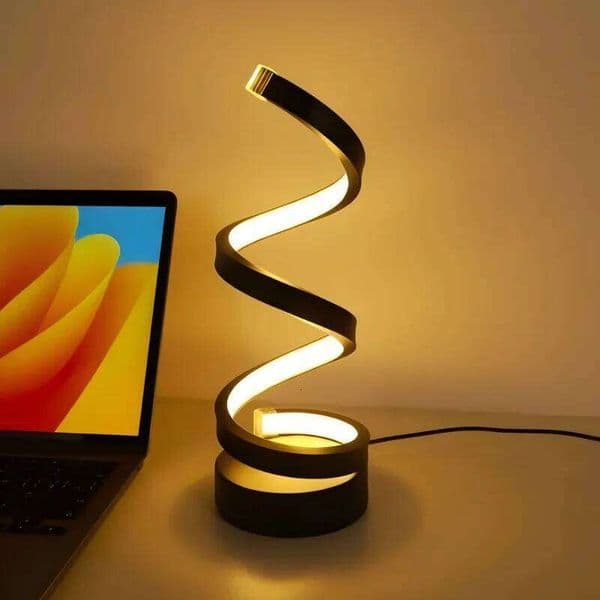 Stylish LED Night Spiral Line Table Modern Bedside Dimmable Desktop Ornament Cafe Restaurant Decorative Lamp