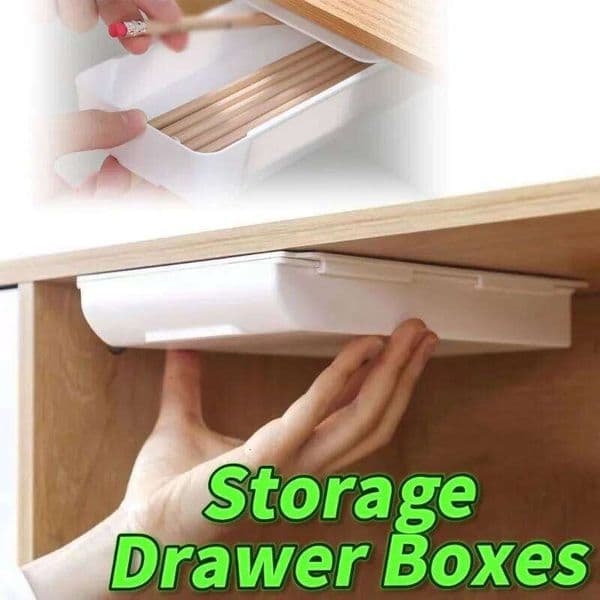 Self Adhesive Drawer Box Makeup Pencil Tray Hidden Under Stand Under-drawer Storage Boxes for Home School Desk 26Y0427