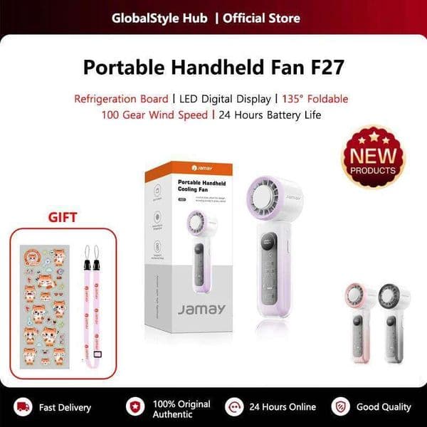 Portable Handheld Transparent 100Gear Wind Speed LED Digital Display 135°Foldable Outdoor Tubro Fan 24-hour Battery Life F27