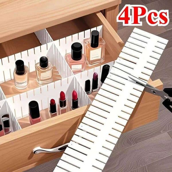 4Pcs Adjustable Set Multipurpose Cabinet Organizer Dividers for Underwear Socks Cosmetics Sundries 26Y0427