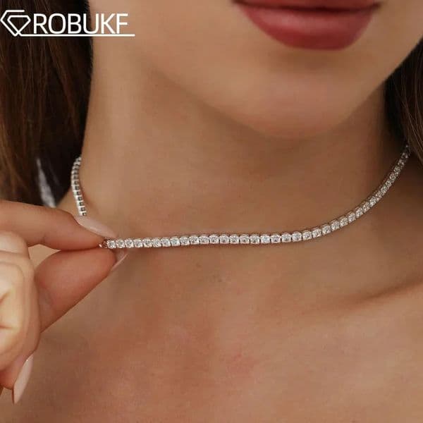 2mm Tennis Necklace For Women S925 Silver Plated 18K Gold Sparking Rhinestone Choker Chain Wedding Jewelry Adjustable 260424