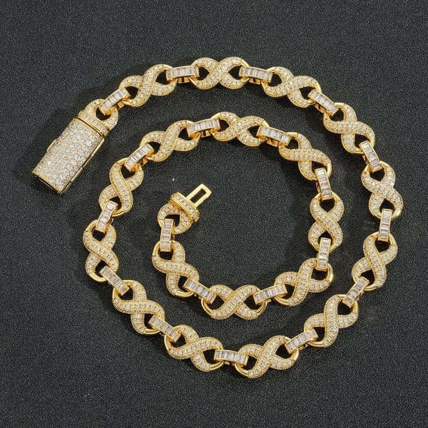 New European Ice with VVS and American hip-hop necklace, 10mm wide, infinity niche collarbone chain, unisex Cuban chain with flip clasp