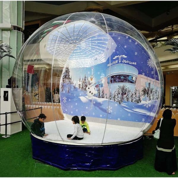 2M/3M/4M Diameter Inflatable Snow Globes/ Giant Replaceable Background Snow Globe Christmas Outdoor Decoration Advertisement