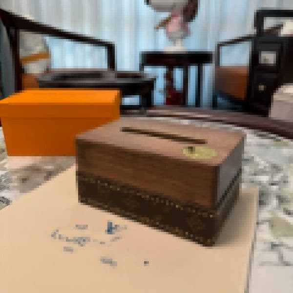 Storage tray stool new creative solid wood coffee table desktop dried fruit Chinese entrance living room tissue box grid storage
