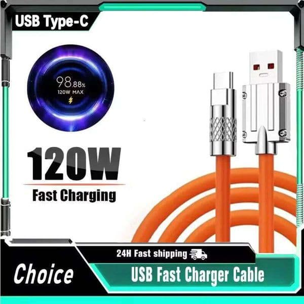 3/5PCS 120W Super FastCharge Type-C Cable Quick Charge C Lines For Xiaomi Huawei Samsung USB Phone Data Wire
