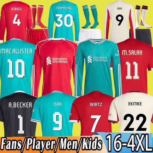 LFC Soccer Jersey ISAK WIRTZ liverpool jersey EkitikE DIOGO J. liverpool 26 27 frimpong Kerkez liverpool kit 25 26 Salah liverpooll jersey 25 26 men kids kits